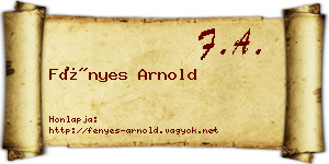 Fényes Arnold névjegykártya